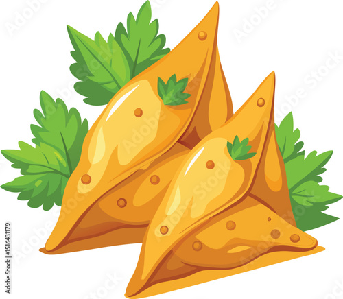 Crispy Samosas – Golden-Brown Savory Snack Illustration
