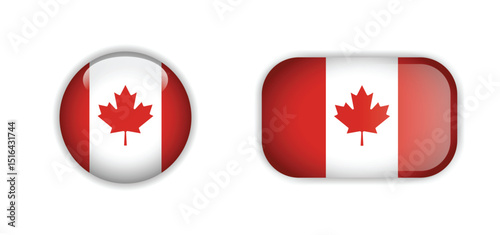 set of Canada flag button vector on white isolated