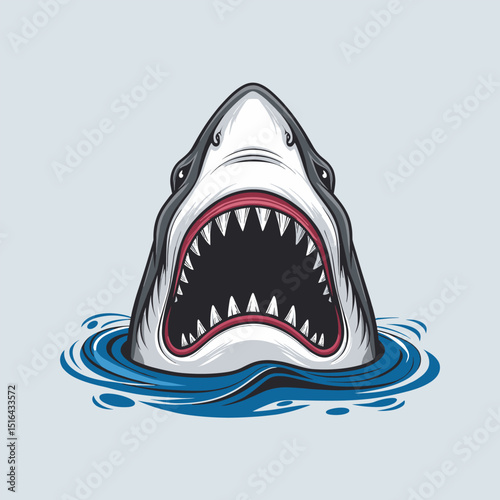 Shark opening mouth and showing teeth, vector illustration
