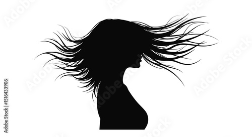 Silhouette of a Woman with Windswept Hair