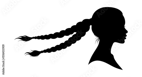Elegant Woman Silhouette with Braided Hair