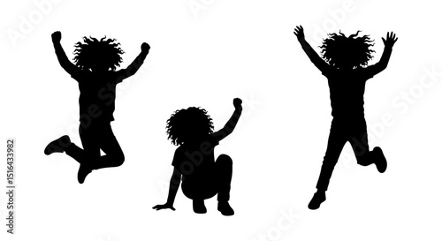 Joyful Children Jumping Silhouettes