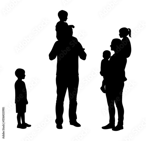 Silhouette of a happy family interacting