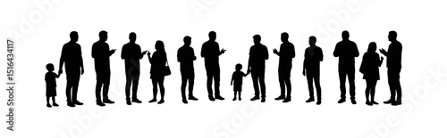 Diverse group of people engaging in conversation, suitable for social gathering illustrations.