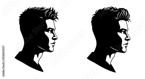 Stylish Male Profile Silhouettes for Design Inspiration