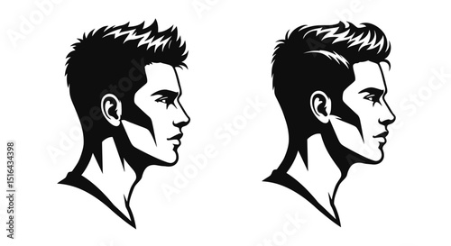 Stylish Male Profile with Two Different Hairstyles