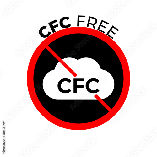 CFC Free and Ozone Friendly Badge Icons Eco Labels, No CFC Symbols, and Earth Protection Vector Illustration