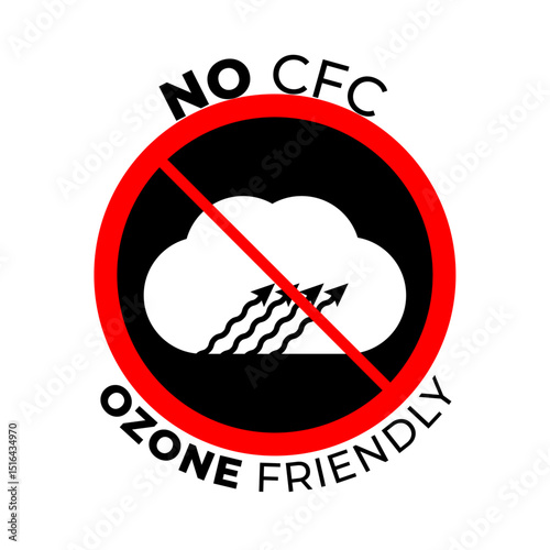 CFC Free and Ozone Friendly Badge Icons Eco Labels, No CFC Symbols, and Earth Protection Vector Illustration