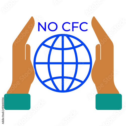 CFC Free and Ozone Friendly Badge Icons Eco Labels, No CFC Symbols, and Earth Protection Vector Illustration