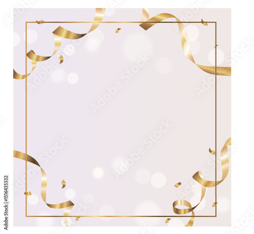 Golden  with ribbons and gold confetti