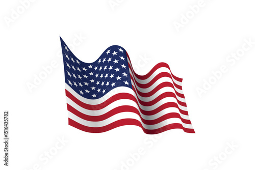 Realistic waving American flag vector on white background. This is great for national celebrations, events, greeting cards such as Independence Day, Veterans Day, election, etc.