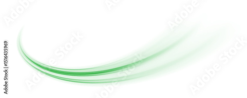 Green glowing swirl on white background. Fresh wind swirl with green leaves and glitter and neon green lines. Cool air swirl and whirlwind effect PNG.