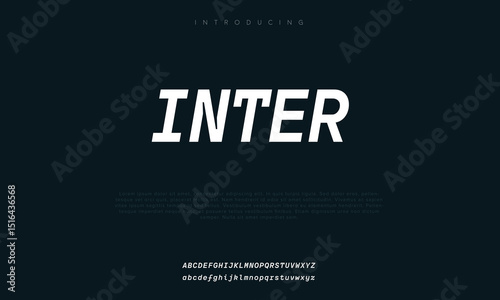 Inter Creative font. Modern abstract digital tech font. Logo creative font, type, technology, movie, digital, music, movie. Fonts and illustration in vector format.