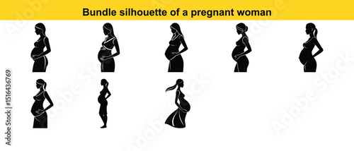 Silhouette Bundle Pregnant Woman Poses - Vector Graphics