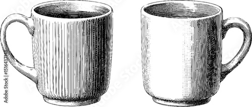 Vintage engraved black tea mug set - perfect for home decor and design projects