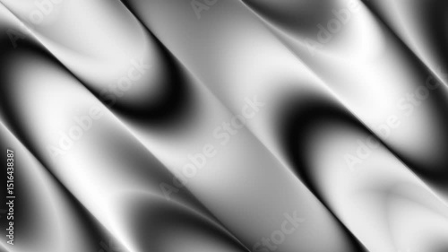 Elegant black and white abstract animation featuring smooth, liquid-like motion. The fluid monochrome waves give a sense of depth and sophistication.