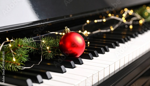 christmas decorations on the piano
