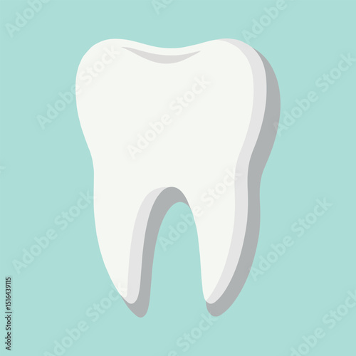 Vector illustration of a healthy white tooth. Flat design. The vector is isolated on a light background. Ideal for dental care, hygiene, and medical-themed projects.