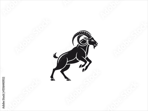 This vector graphic features three stylized ram heads in profile view.