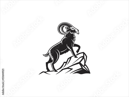 This vector graphic features three stylized ram heads in profile view.