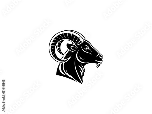 This vector graphic features three stylized ram heads in profile view.