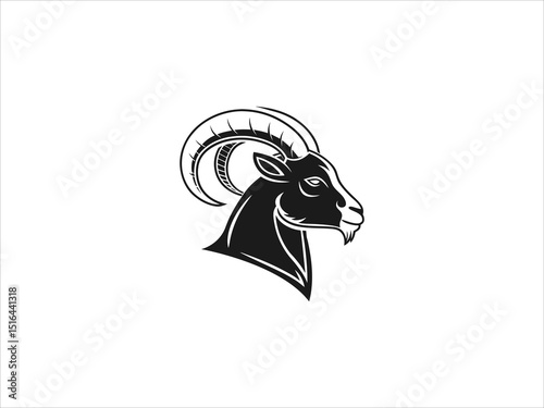 This vector graphic features three stylized ram heads in profile view.