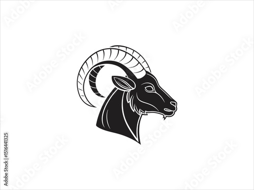 This vector graphic features three stylized ram heads in profile view.