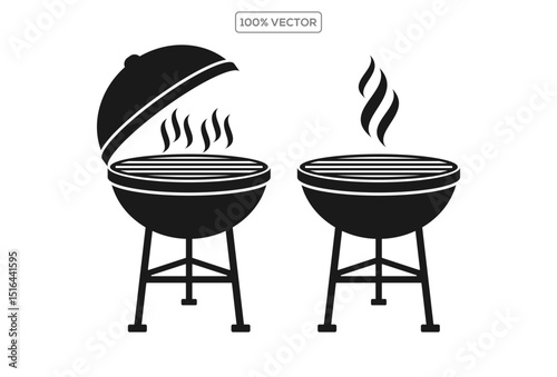 Grill BBQ vector icon design vector on White Background ,Vector Art Illustration