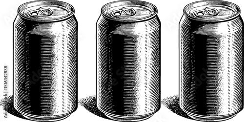 Vintage cola can engraving design set for artistic projects and decor