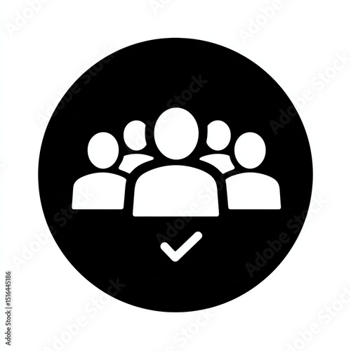 shopper buyer audience target persona A professional icon representing team validation and group confirmation, showcasing unity and trust in workplace settings.