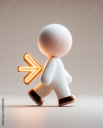 shopper buyer audience target persona A minimalist character figure walking forward with a glowing arrow, symbolizing progress and direction in life.