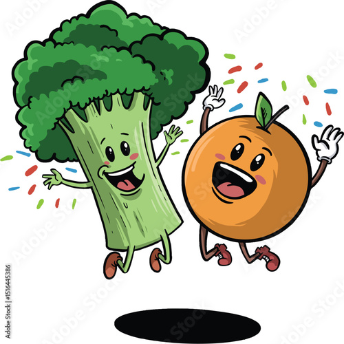 cartoon design of cabbage and orange flower mascot