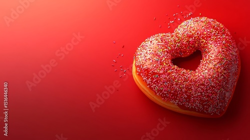 Donut with sprinkles shape of heart ,Valentines Day 