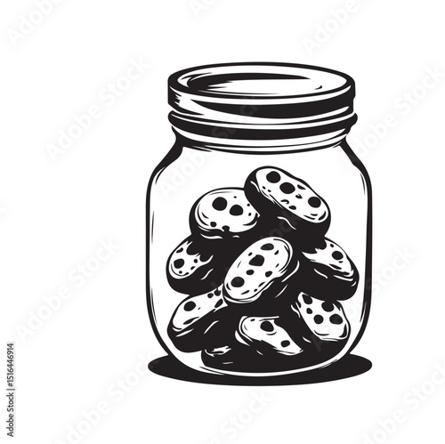 Vector illustration of dry cookie jar silhouettes, designed in a clean and minimal style. Ideal for product packaging, Eid-themed greeting cards, food labels and bakery branding