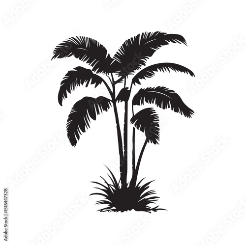 Vector illustration of palm tree silhouettes in a tropical and minimal style. Ideal for summer-themed designs, beach posters, vacation graphics, logo elements, and decorative prints