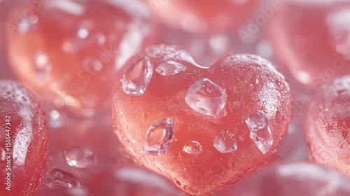 St Valentines background with crystal coral hearts 