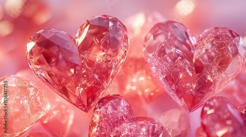 Valentines background with crystal coral hearts