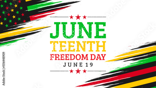 Juneteenth Freedom Day greeting card, vector background illustration for banner, poster, social media, feed