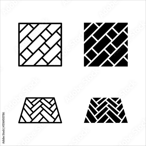Parquet icon set. for mobile concept color editable