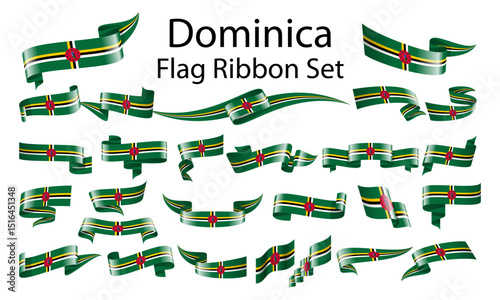 Dominica ribbon flag set