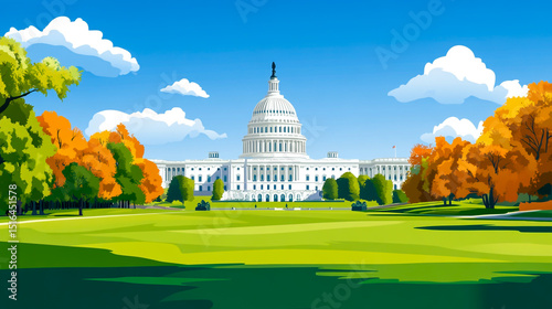 Cartoon vector-style view of the U.S. Capitol building
