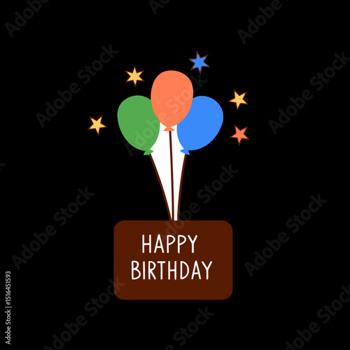 Happy Birthday Balloons: Colorful balloons ascending with a "Happy Birthday" sign, perfect for birthday celebrations and festive greetings.