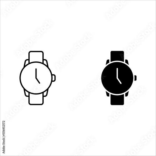 Wristwatch icon set design color editable