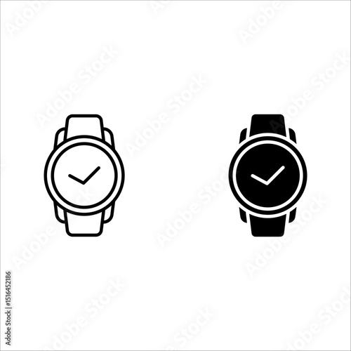 Wristwatch icon set design color editable