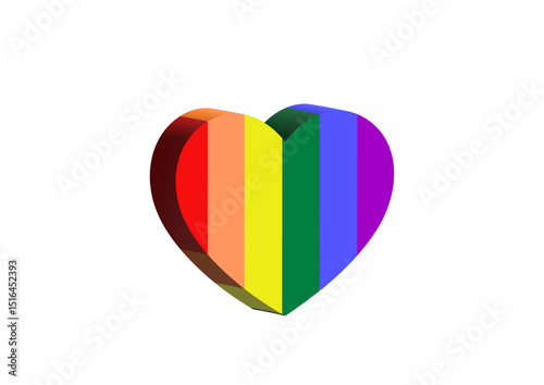 3D Rainbow Heart White Background