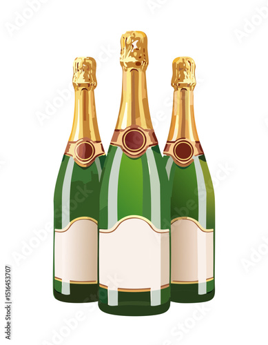 champagne bottles isolated