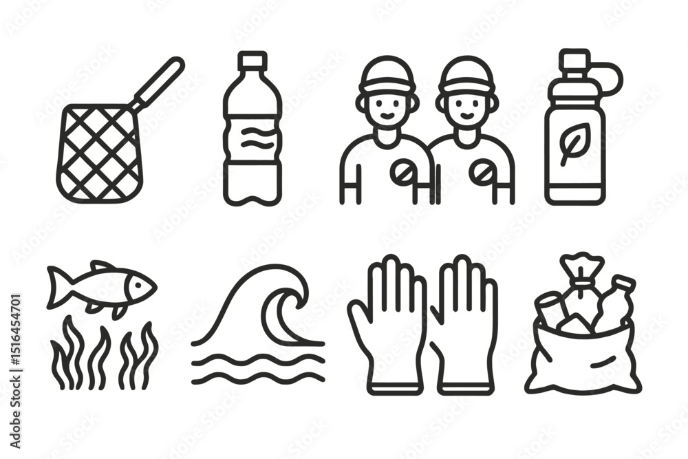 Environmental icons: recycling, cleanup, and conservation symbols Environmental icons: recycling, cleanup, and conservation symbols