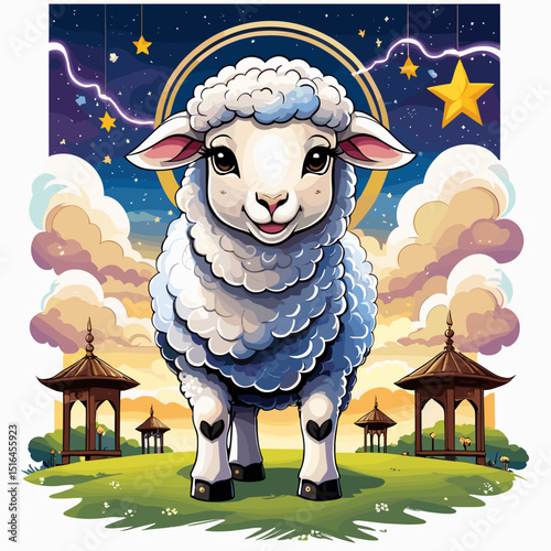 idul adha goat vector art,  moslem qurban