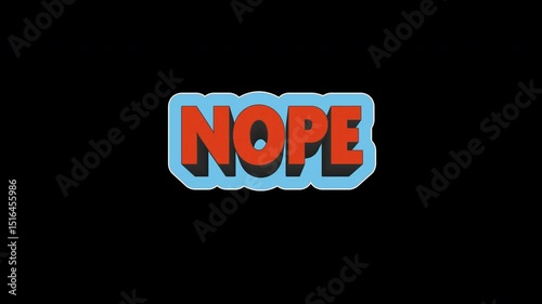 Nope - Retro Halftone Kinetic Social Media Title Loop On Alpha Background