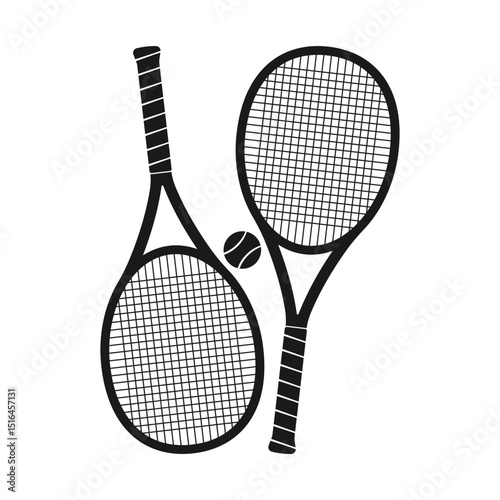 Tennis rackets icon. Racquets with tennis ball. Tennis logo design. Vector illustration.